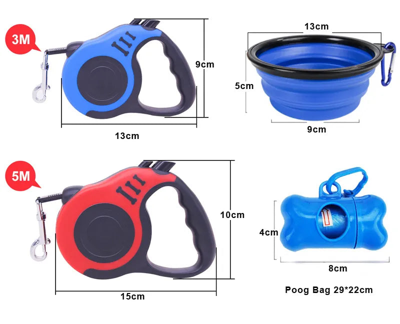 Retractable Dog Leash Set